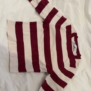 Zara  Burgundy and Cream Striped Sweater